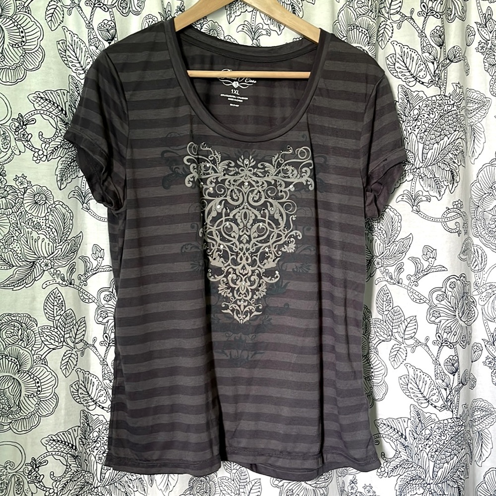 Prairie Rose 1XL women’s grey grey striped top